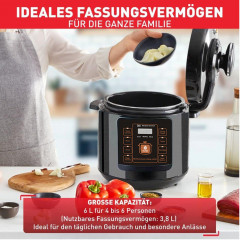 Mutoy Mutoy Reiskocher Digitaler Reiskocher mit Dampfgarer weiss,Multikocher 6 Liter, 1000,00 W, Schnellkochtopf,Warmhaltefunktion, Timer,8 Automatische Programme  Рисоварка Mutoy, цифровая рисоварка с пароваркой, белая, мультиварка 6 литров, 1000,00 Вт, 