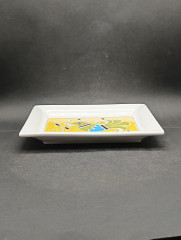 Блюдо винтажное Artiganato Sardo (Сардиния) с изображением птицы, фарфор, 21.5 х 15.5 см, Италия, 1970-80гг.