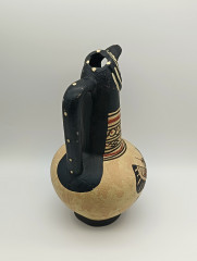 Ваза винтажная большая Lotus Art с носиком в виде головы птицы, ручная работа, черно-коричневые оттенки, керамика, 22.5 см, Кипр, 1970-90гг.