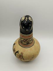 Ваза винтажная большая Lotus Art с носиком в виде головы птицы, ручная работа, черно-коричневые оттенки, керамика, 22.5 см, Кипр, 1970-90гг.