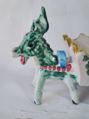 Статуэтка винтажная большая &quot;Ослик с повозкой&quot;, ручная роспись, керамика, 22.5 см, Италия, 1960-70гг.