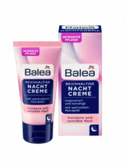 Balea  Nachtcreme Reichhaltig, Бале Крем ночной для лица для чувствительной кожи с миндальным маслом и провитамином B5, 50мл