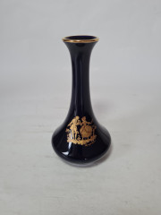 Ваза винтажная Limoges Castel France, черный фарфор с изображением влюбленной пары 22 K золото, 15 x 7,5 см, Франция, 1960-70гг.