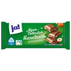 ja! Schokolade Alpenvollmilch-Nuss 100g Альпийский молочный шоколад с фундуком 100г