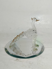 Статуэтка винтажная &quot;Павлин&quot; на подставке, хрусталь, позолота, 9.5 см, Германия, 1970-80гг.