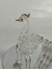 Статуэтка винтажная &quot;Павлин&quot; на подставке, хрусталь, позолота, 9.5 см, Германия, 1970-80гг.
