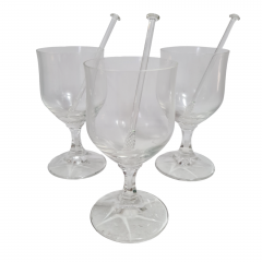 Набор бокалов винтажных Schott Zweisel / Glas Boutique с ложками, заводская упаковка, стекло, 3 шт., Германия, 13 см, 1970-80гг.