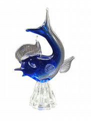 Статуэтка винтажная большая Edler Jokas Glas &quot;Синяя рыба&quot;, стекло, 20 см, Германия, 1960-70гг.