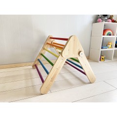 Woodwork for Kids Klappbares Massivholz Kletterdreieck mit Rutsch- und Kletterbrett nach Pikler Art Складной треугольник для скалолазания из цельного дерева с выдвижной и лазающей доской в ??стиле Пиклера.