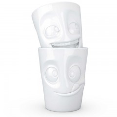 Fiftyeight Products TV Tassen Becher ohne Henkel Set 2-tlg. - lachend & lecker 0,35 L Набор чашек для телевизора без ручки 2 шт. - смеющийся и вкусный 0,35 л